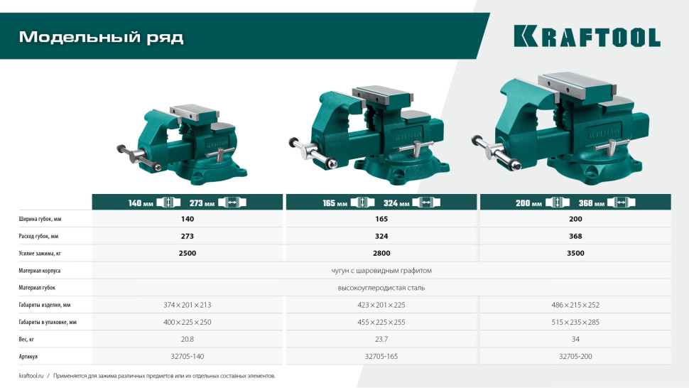 KRAFTOOL Reversible 200 мм, расход 368 мм, Слесарные тиски (32705-200)