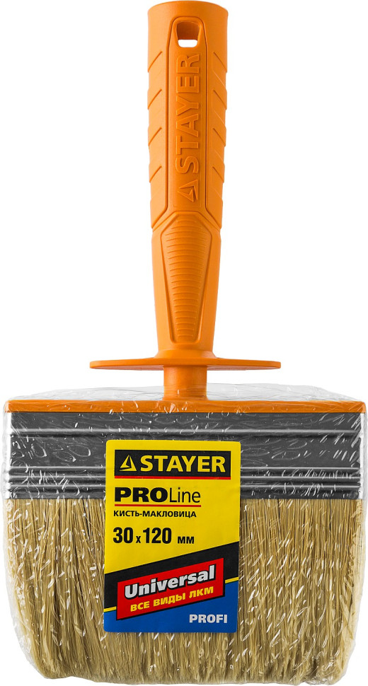 STAYER Universal MINI, 3 х 12 см, светлая натуральная щетина, пластмассовый корпус, все виды ЛКМ, макловица, Professional (0182-12)