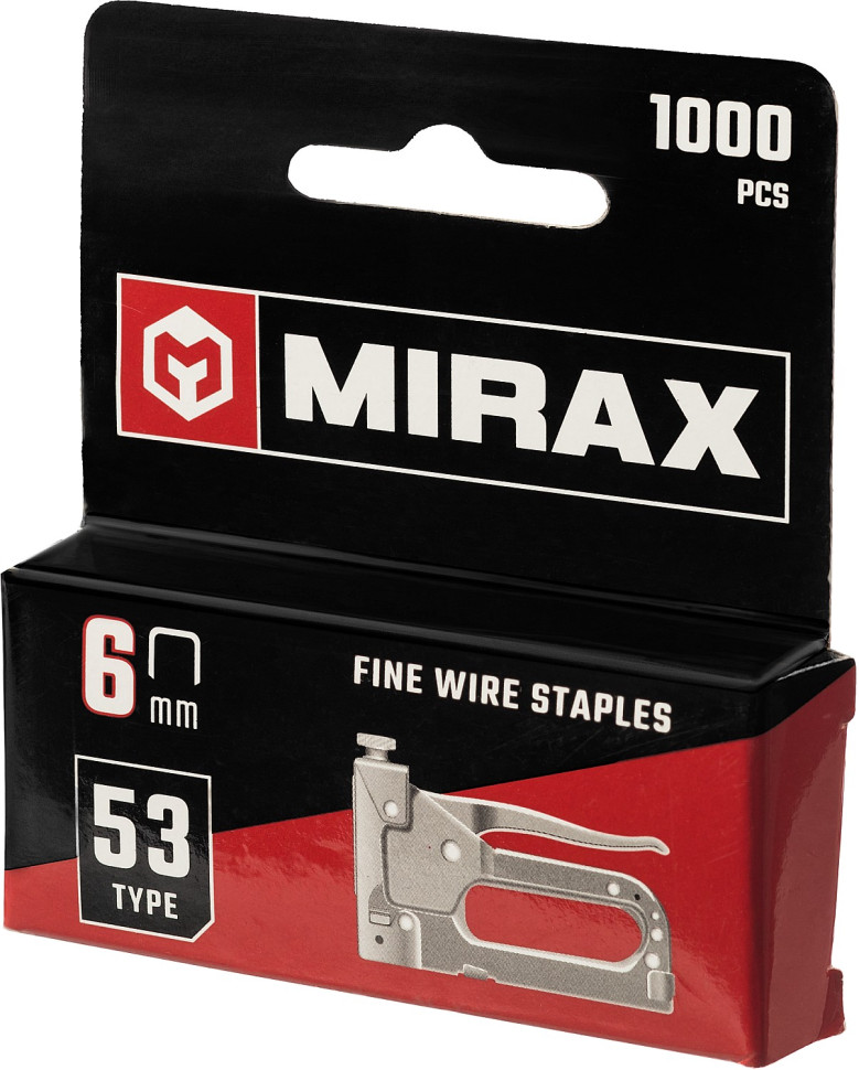 MIRAX скобы тип 53 (A/10/JT21), 6 мм, калибр 23GA. 1000 шт (3153-06)