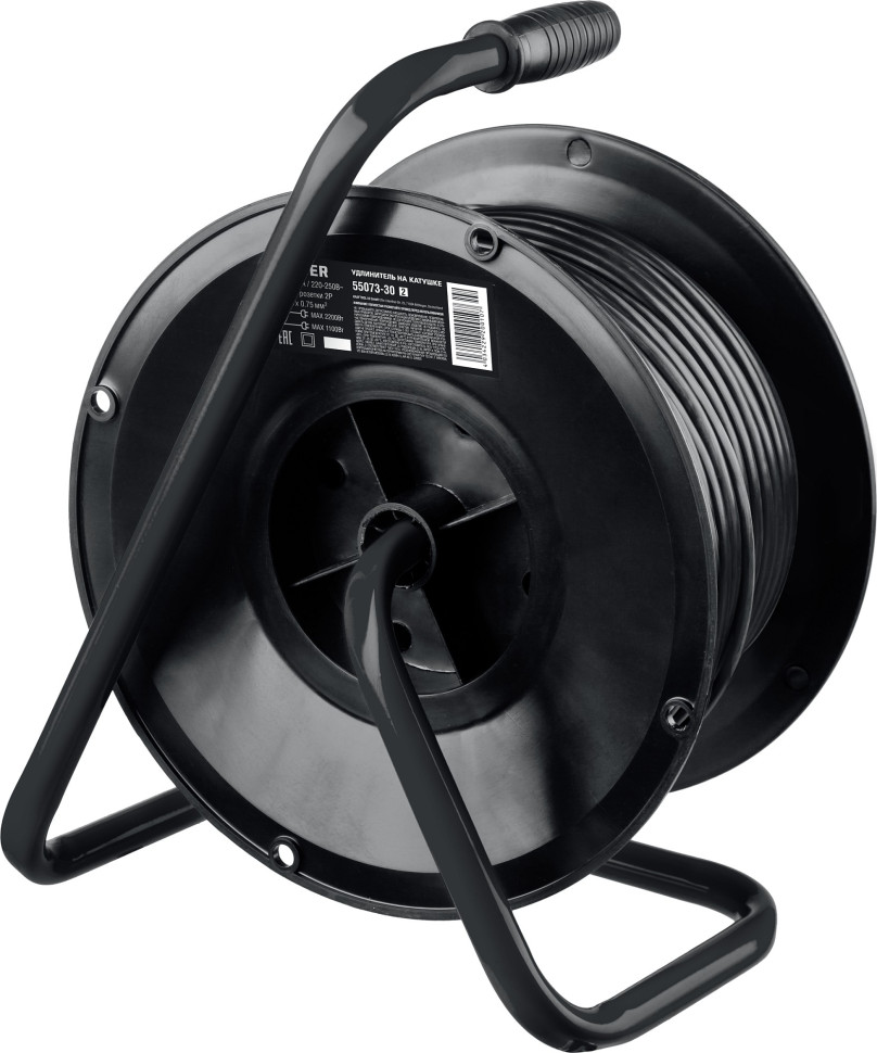 STAYER S-207, ПВС, 2 х 0.75 мм2, 30 м, 2200 Вт, удлинитель на катушке (55073-30)