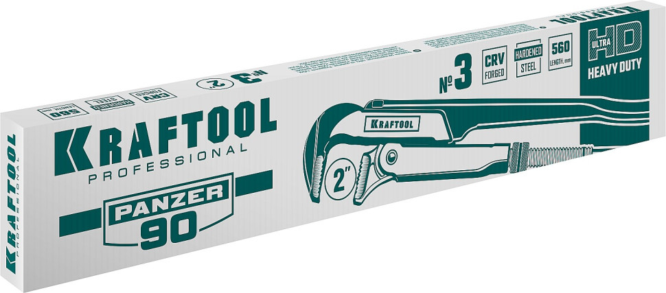KRAFTOOL PANZER-90, №3, 2″, 560 мм, трубный ключ с прямыми губками (2734-20)