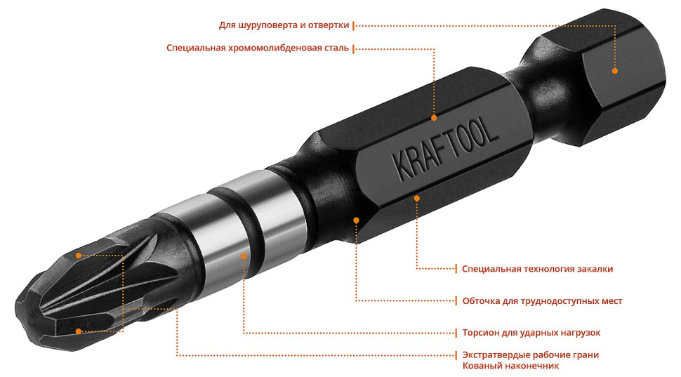 KRAFTOOL Impact PZ3, 50 мм, 10 шт, ударные биты (26193-3-50-S10)