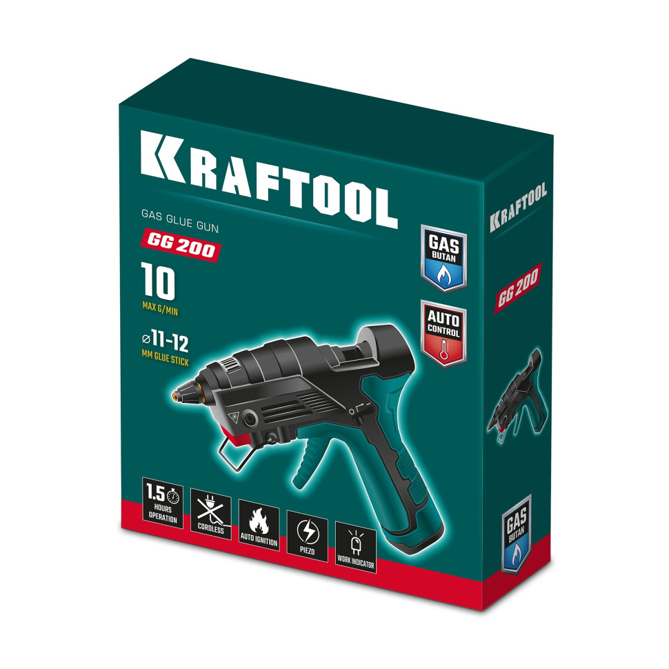 KRAFTOOL GG-200, 11 мм 200°C, термоклеящий газовый пистолет (55524)