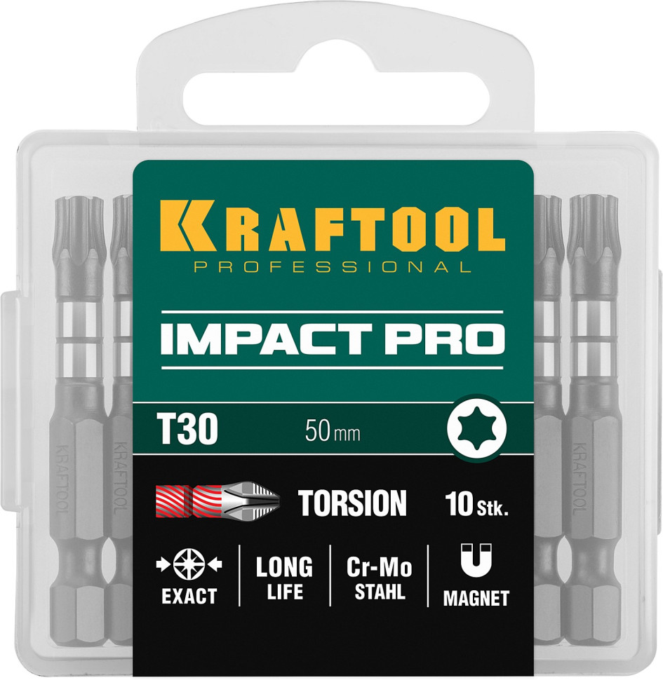 KRAFTOOL Impact TX30, 50 мм, 10 шт, ударные биты (26195-30-50-S10)