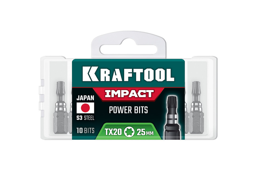 KRAFTOOL Impact TX 20, 25 мм, 10 шт, ударные биты (26195-20-25-S10)