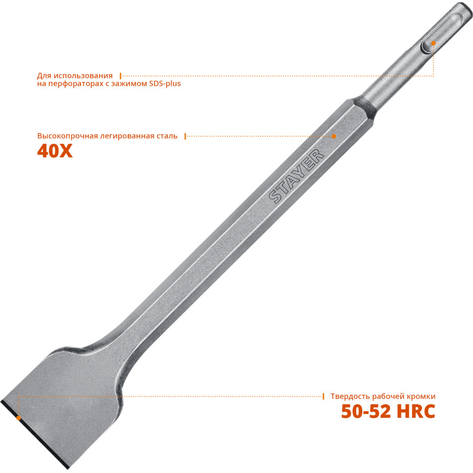 STAYER Gorilla Force, 40 х 250 мм, SDS-Plus, плоское зубило, Professional (29353-40-250)