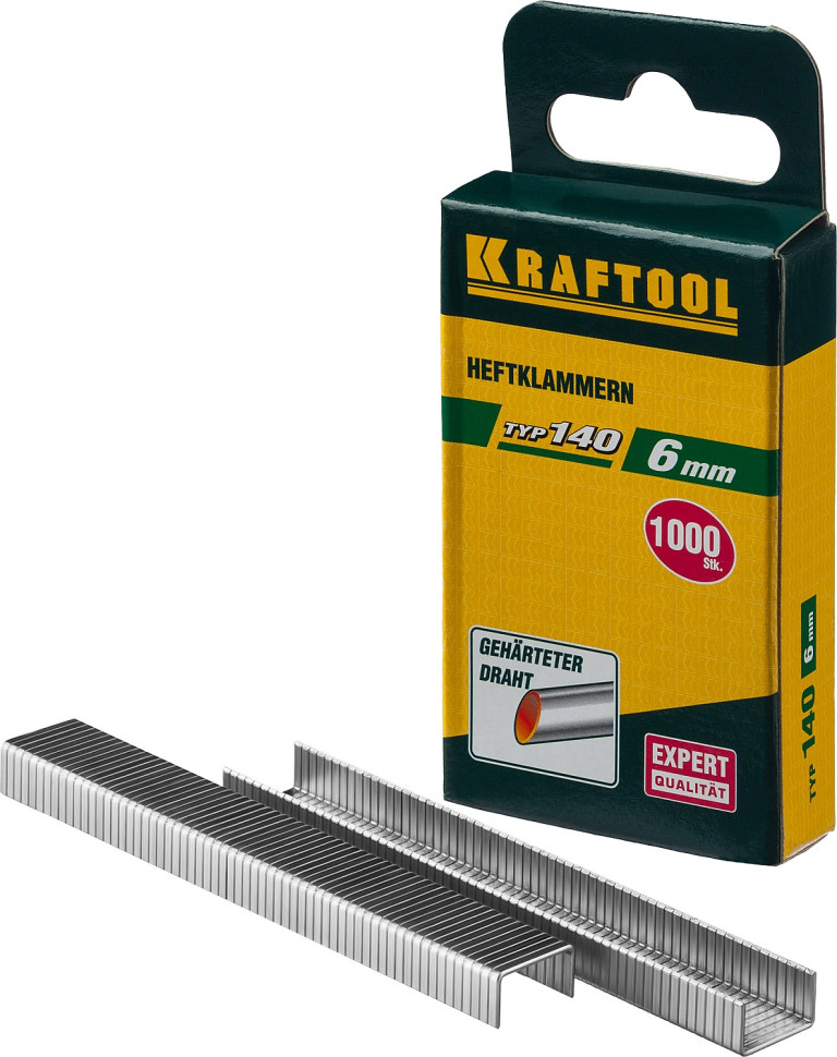 KRAFTOOL скобы тип 140 (G/11/57), 6 мм, калибр 20GA. 1000 шт (31680-06)