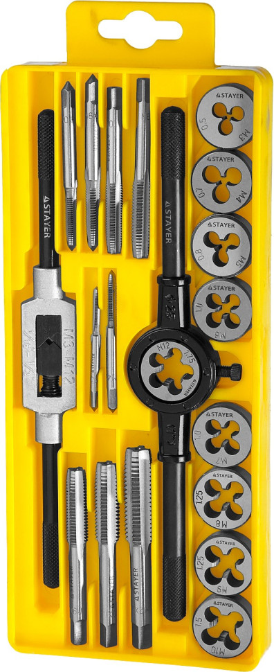 STAYER MaXCut, 20 предмета, легированная сталь, набор метчиков и плашек (28012-H20)