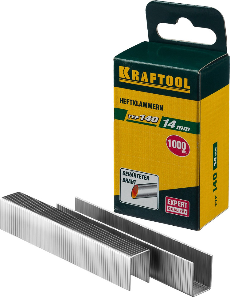 KRAFTOOL скобы тип 140 (G/11/57), 14 мм, калибр 20GA. 1000 шт (31680-14)