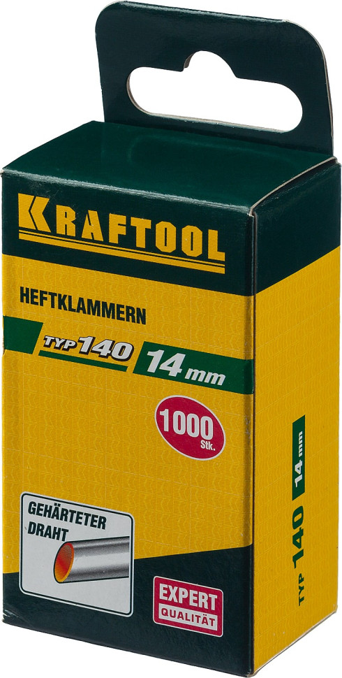 KRAFTOOL скобы тип 140 (G/11/57), 14 мм, калибр 20GA. 1000 шт (31680-14)