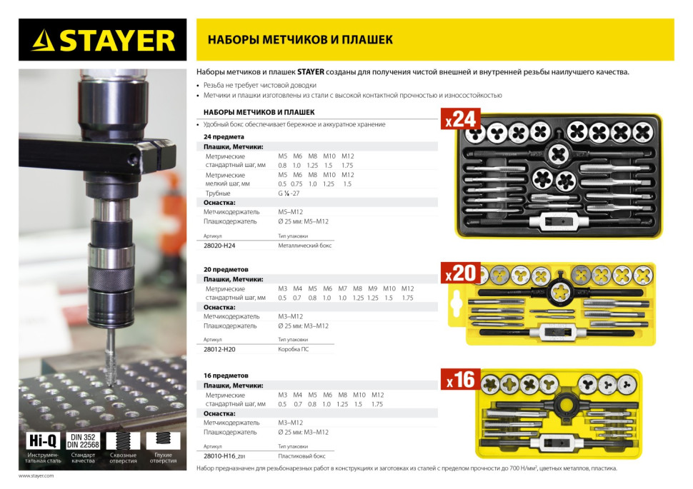 STAYER MaXCut, 24 предмета, легированная сталь, набор метчиков и плашек (28020-H24)