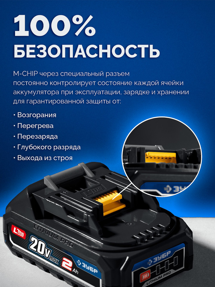 ЗУБР 20 В, 350 Н·м, 2 АКБ LMS (2 А·ч), бесщеточный ударный гайковерт, кейс, ПРОФЕССИОНАЛ (GB-350-22)