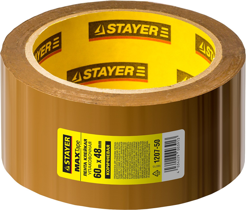 STAYER 48 мм, 60 м, 45 мкм, коричневая, клейкая лента (1207-50)