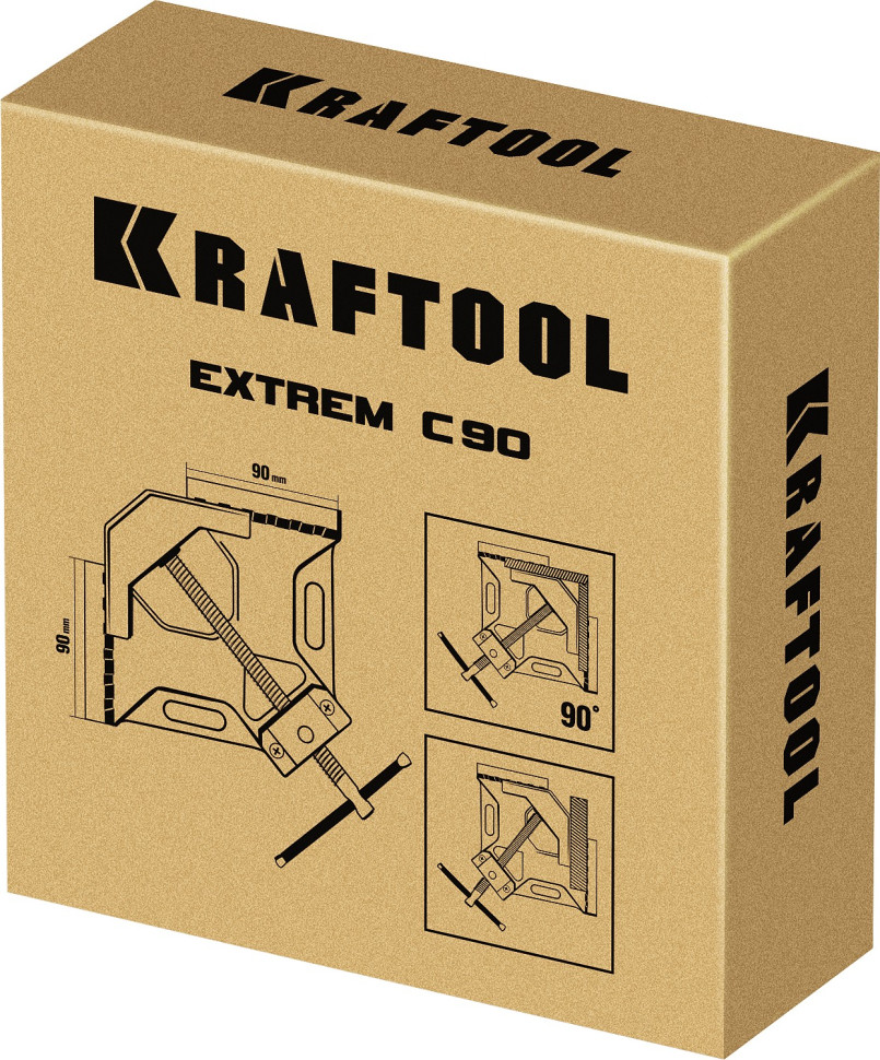 KRAFTOOL Extrem C90, глубина зажима 90 мм, экстрамощная стальная угловая струбцина для сварочных работ (32201)