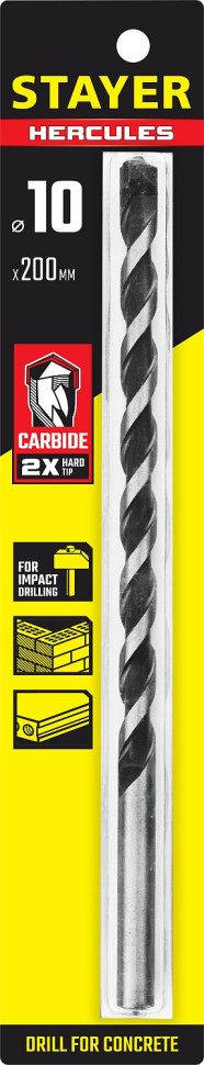 STAYER Hercules, 10 x 200 мм, cверло по бетону, Professional (2915-200-10)