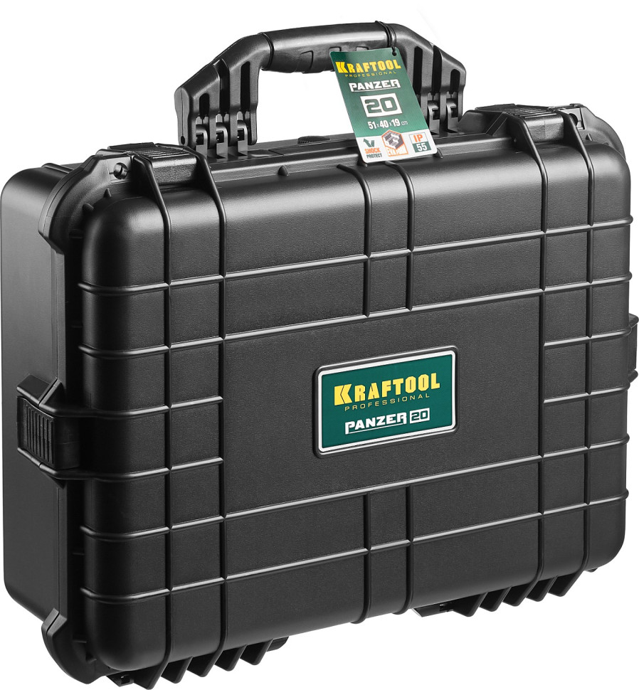 KRAFTOOL PANZER-20, 510 х 400 х 190 мм, (20″), IP55, ударопрочный пластиковый ящик (38251-20)