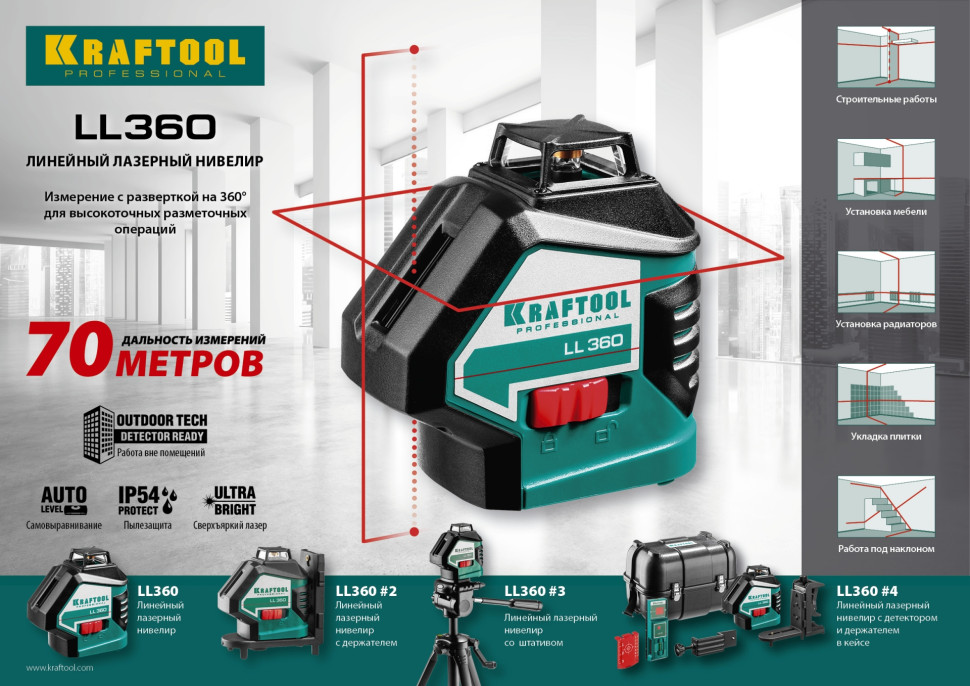 KRAFTOOL LL360, лазерный нивелир (34645)