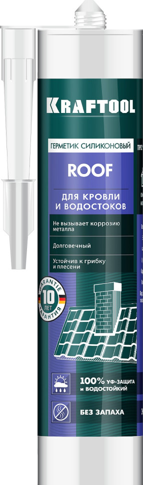 KRAFTOOL ROOF, 300 мл, прозрачный, кровельный силиконовый герметик (41258-2)
