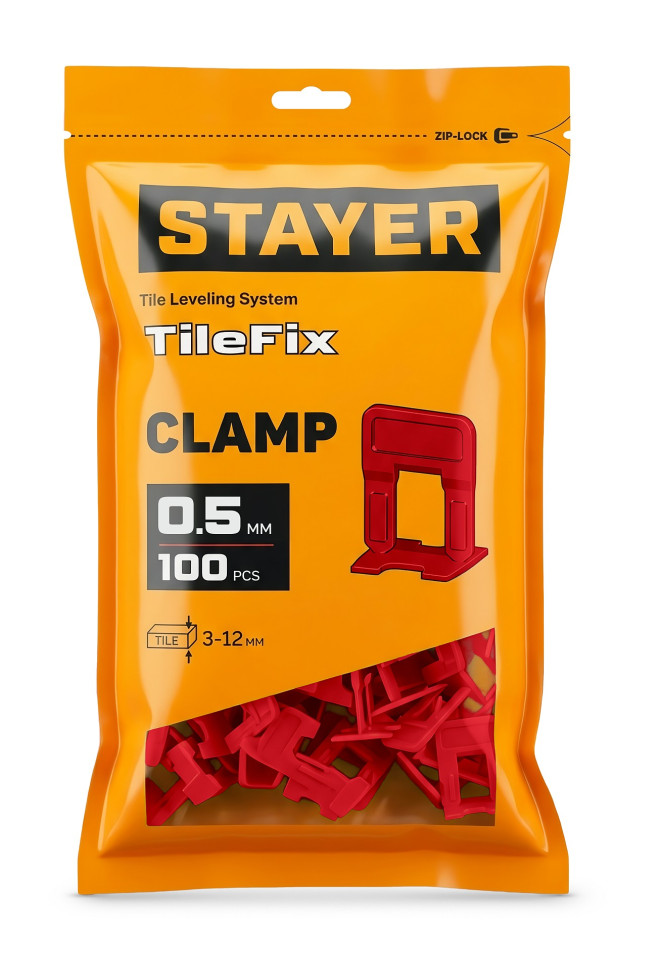 STAYER СВП TileFix, 0,5 мм, зажим, 100 шт, система выравнивания плитки ″ворота″ (33844-100)