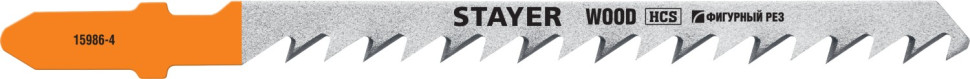 STAYER T244D, 2 шт, 75 мм / 4 мм, T-хвост., HCS сталь, фигурный рез по дереву/ДСП, полотна для лобзика, Professional (15986-4)
