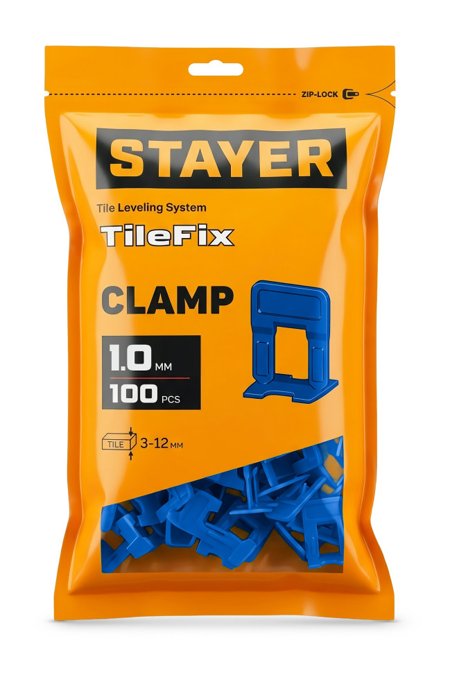 STAYER СВП TileFix, 1,0 мм, зажим, 100 шт, система выравнивания плитки ″ворота″ (33845-100)