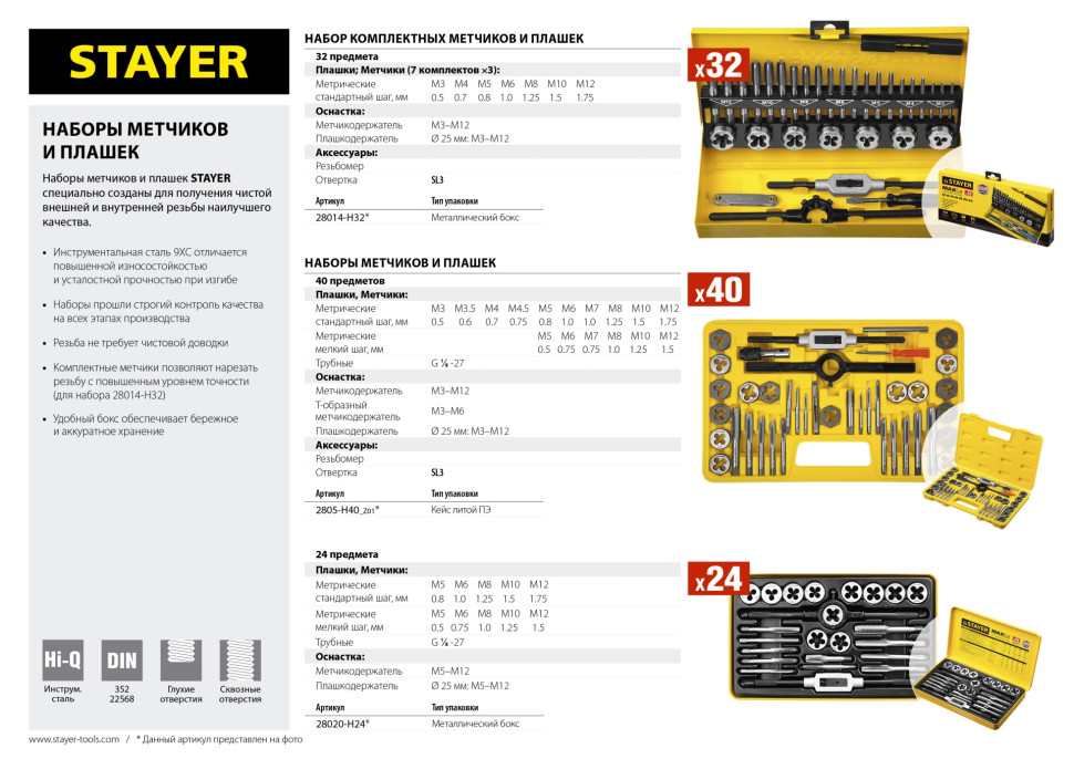 STAYER MaXCut, 40 предметов, инструментальная сталь, набор метчиков и плашек (2805-H40)
