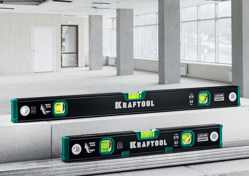 KRAFTOOL 800 мм, усиленный профиль, с зеркальным глазком, магнитный уровень (34785-80)