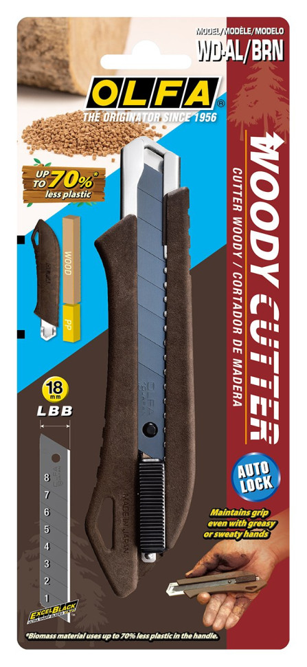 OLFA WOOD-PP Models 18 мм, с сегментированным лезвием, нож (OL-WD-AL)