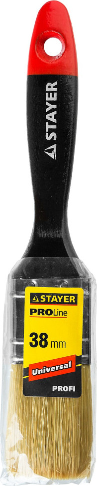 STAYER Universal, 38 мм, 1.5″, светлая, натуральная щетина, деревянная ручка, все виды ЛКМ, плоская кисть, Professional (0104-038)