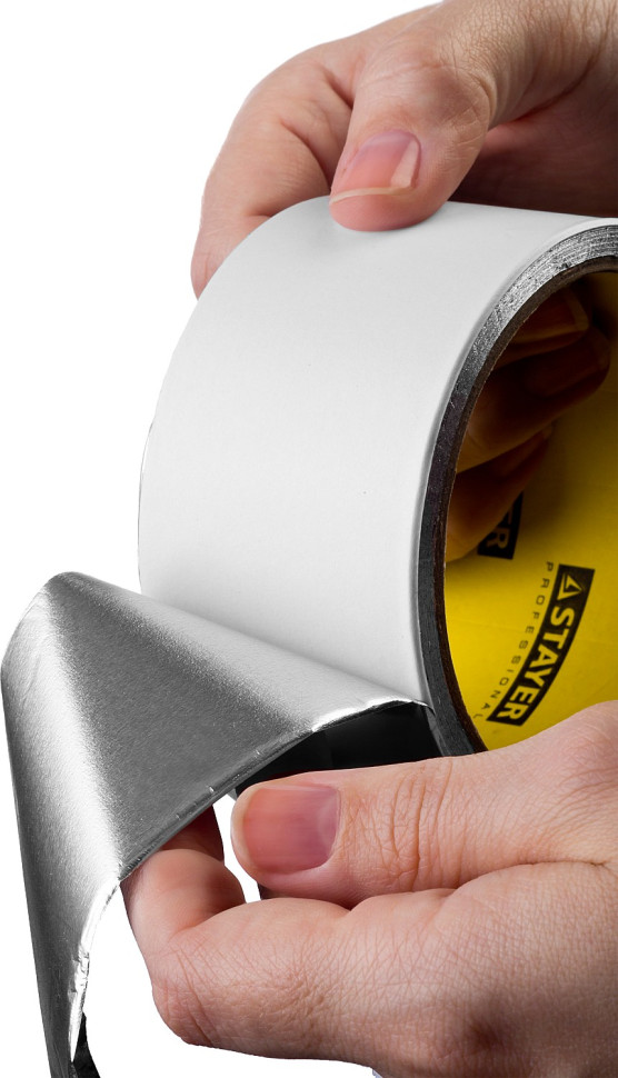 STAYER ProTape, 50 мм, 10 м, до 120 °С, самоклеящаяся алюминиевая лента, Professional (12268-50-10)