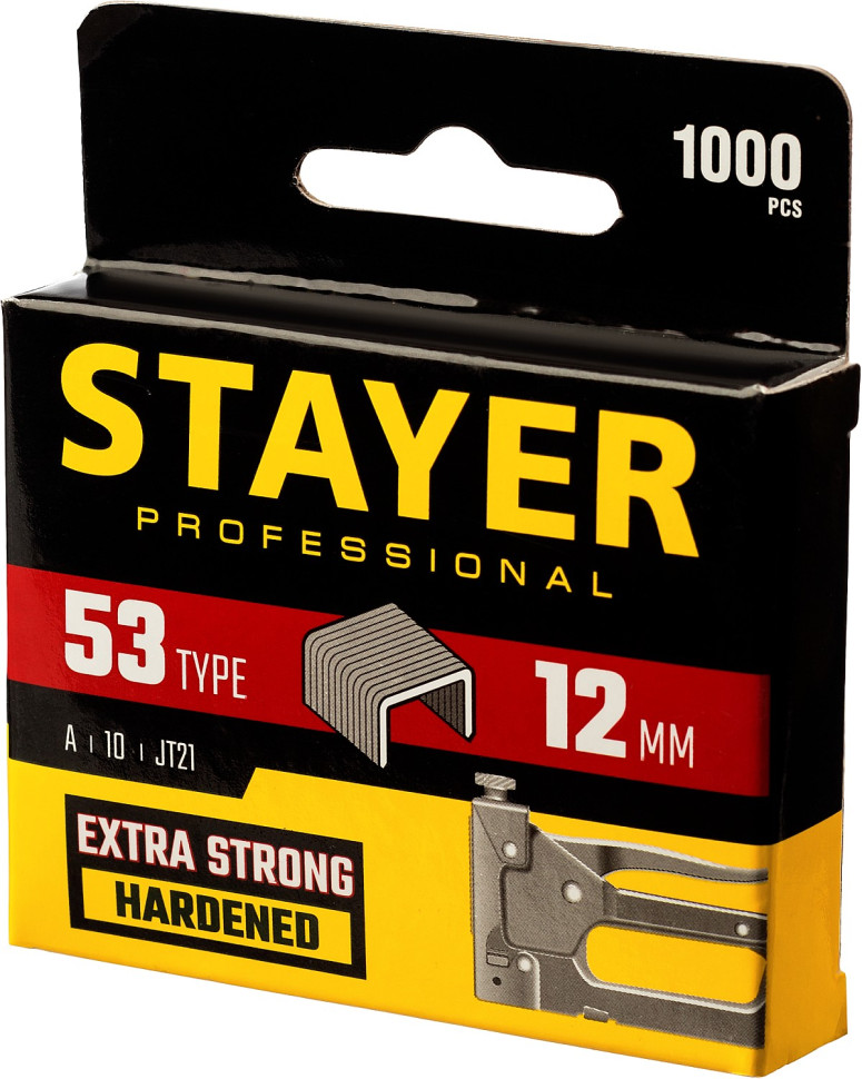 STAYER скобы тип 53 (A/10/JT21), 12 мм, калибр 23GA. 1000 шт. (3159-12)