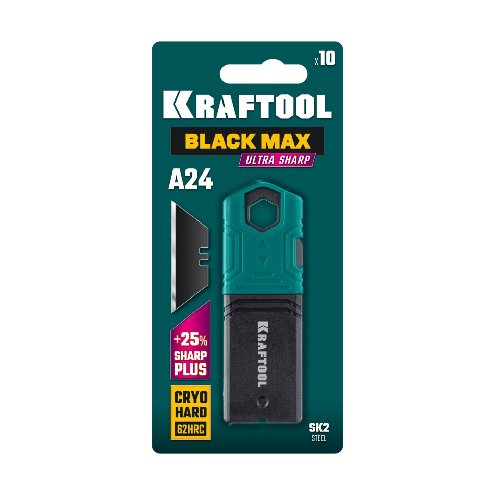 KRAFTOOL BlackMax-A24, 10 шт, трапециевидные лезвия (09624-S10)