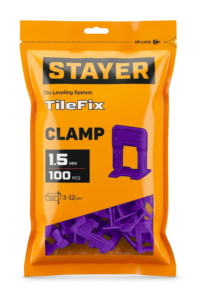 STAYER СВП TileFix, 1,5 мм, зажим, 100 шт, система выравнивания плитки ″ворота″ (33846-100)