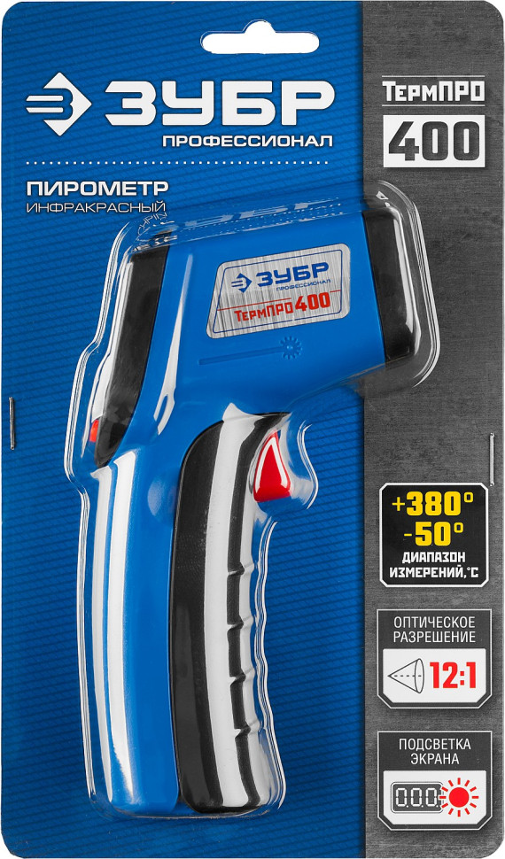 ЗУБР ТермПро-400, -50° +380°С, инфракрасный пирометр, Профессионал (45725-380)