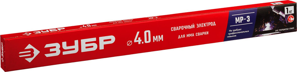 ЗУБР Д 4.0 х 450 мм, 1 кг в коробке, МР-3 рутиловый, электрод сварочный (40011-4.0)