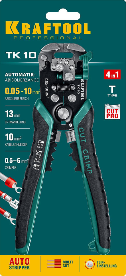 KRAFTOOL TK-10, 0.05 - 10 мм2, автоматический стриппер (22639)