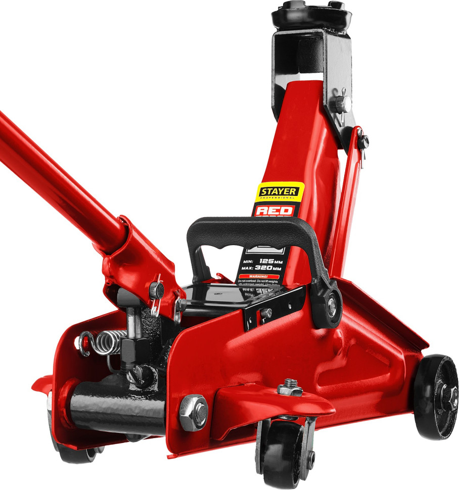 STAYER R-22 RED FORCE, 2 т, 125 - 320 мм, подкатной домкрат для легковых а/м, Professional (43152-2)