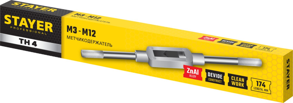 STAYER TH4, для М3-М12, L 200 мм, метчикодержатель, Professional (28035-4)