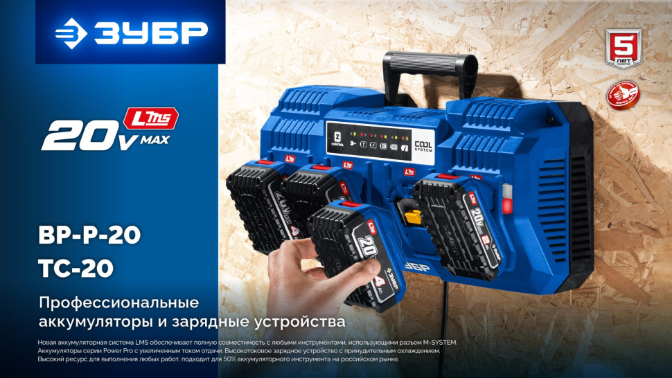 ЗУБР Turbo CHARGE, 20 В, 2 порта, 2 х 9 А, зарядное устройство для LMS АКБ, ПРОФЕССИОНАЛ (TC-20-2)