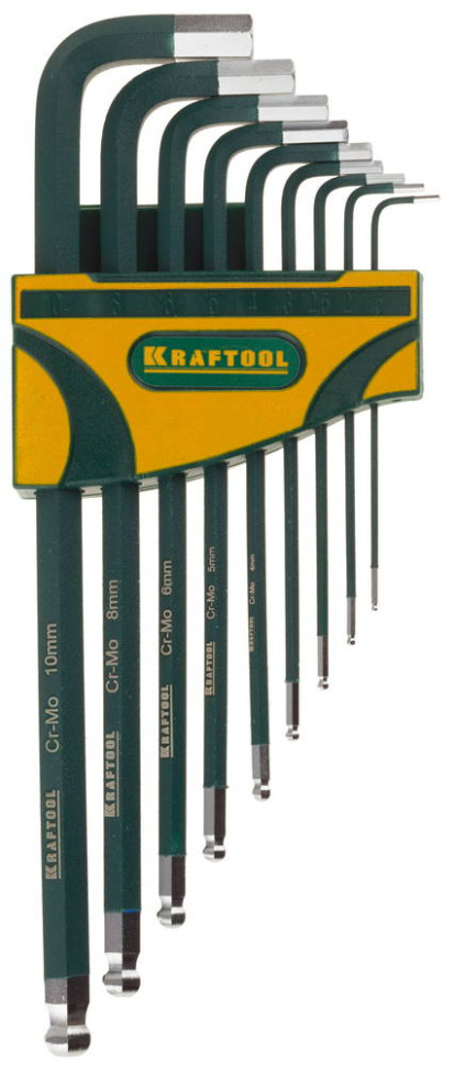 KRAFTOOL HEX-ball, 9 шт, набор длинных шестигранных ключей (27445-H9)
