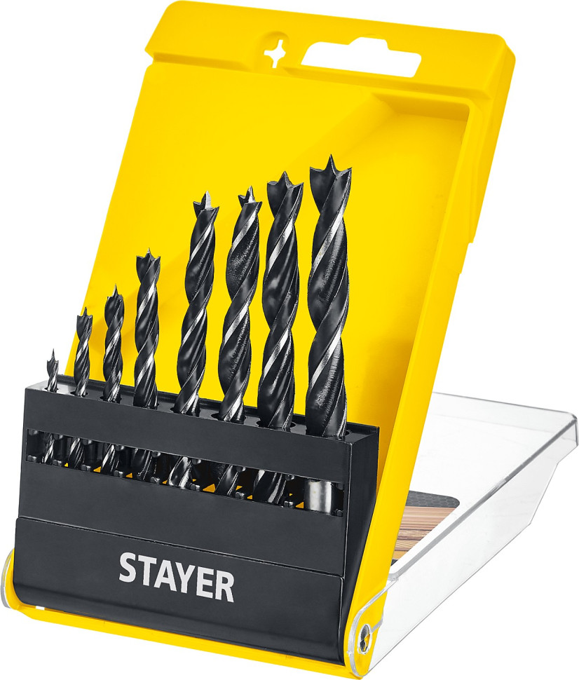 STAYER M-type, 8 шт: 3-4-5-6-7-8-9-10 мм, набор спиральных сверл по дереву (2942-H8)