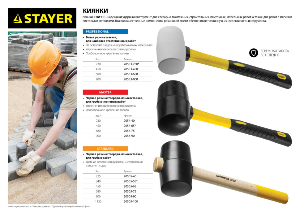 STAYER 680 г, белая, резиновая киянка, Professional (20533-680)