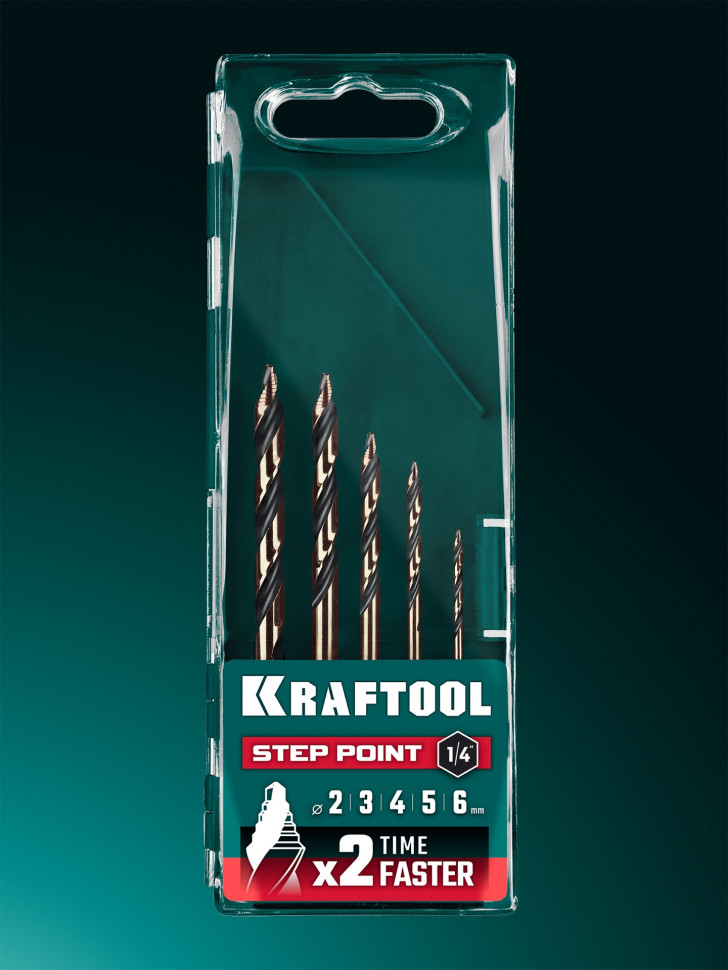 KRAFTOOL STEP POINT, 5 шт, набор сверл по металлу для винтовёртов и шуруповертов IMPACT READY (29653-H5)