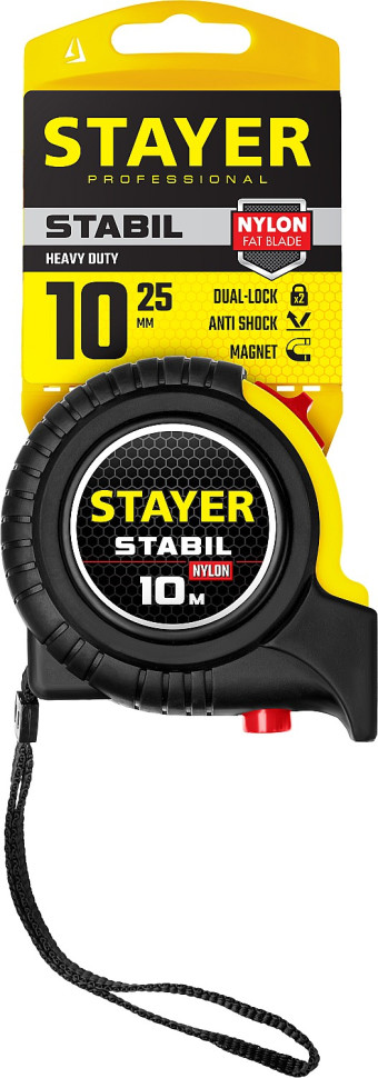STAYER Stabil, 10 м х 25 мм, рулетка, Professional (34131-10)