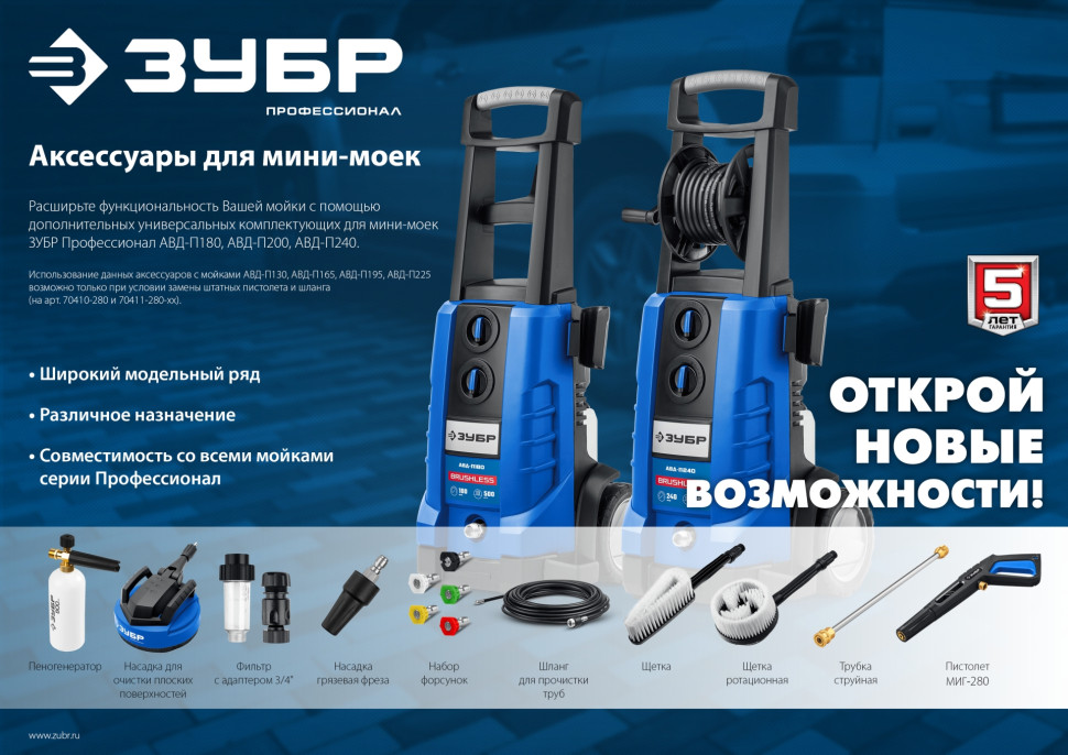 ЗУБР для пистолета МИГ-280, 12″, насадка для очистки плоских поверхностей (70407-280)