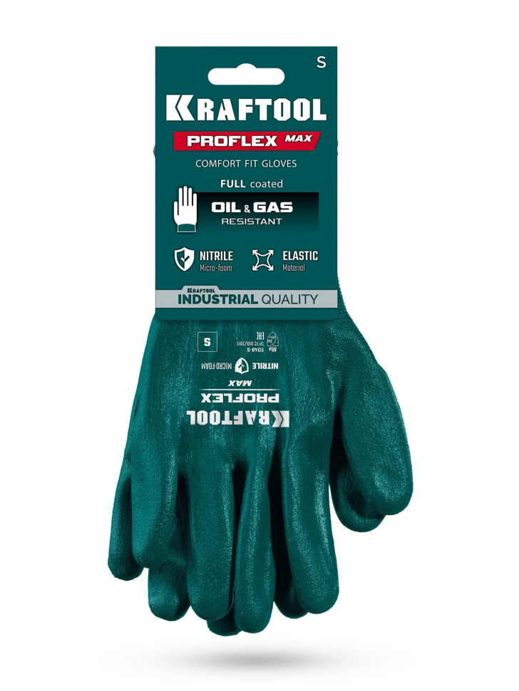 KRAFTOOL ProFlex Max, S (7), полный облив, эластичные перчатки, вспененное нитриловое покрытие, 15 класс (11240-S)
