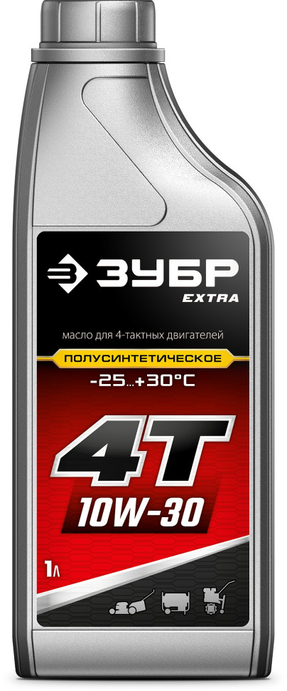 ЗУБР 4Т-10W30, 1 л, полусинтетическое масло для 4-тактных двигателей, EXTRA (70614-1)