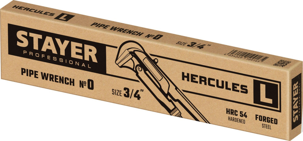 STAYER Hercules-L, №0, 3/4″,280 мм, трубный ключ с прямыми губками (27331-0)