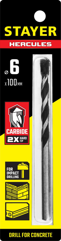 STAYER Hercules, 6 x 100 мм, cверло по бетону, Professional (2915-100-06)
