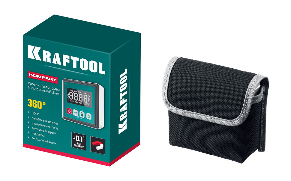 KRAFTOOL KOMPAKT, 4 х 90 С, точность 0.1, уровень-уклономер электронный (34687)